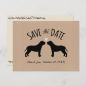 Mastiffシルエット結婚式の日付の保存 案内ポストカード (正面/裏面)