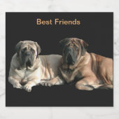 Mastiff beste Freunde スパークリングワインラベル (シングルラベル)