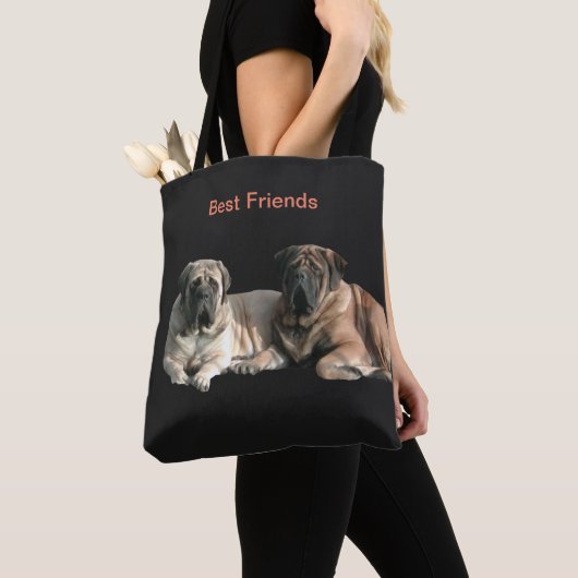 Mastiff beste Freunde トートバッグ (クローズアップ)