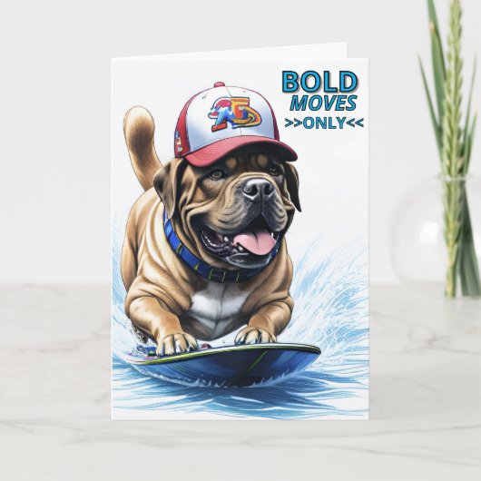 Mastiff englische Dogge Auf Surfbrett Urlaub カード (正面)