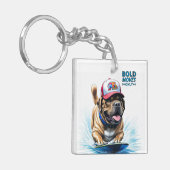 Mastiff englische Dogge Auf Surfbrett Urlaub キーホルダー (正面左)