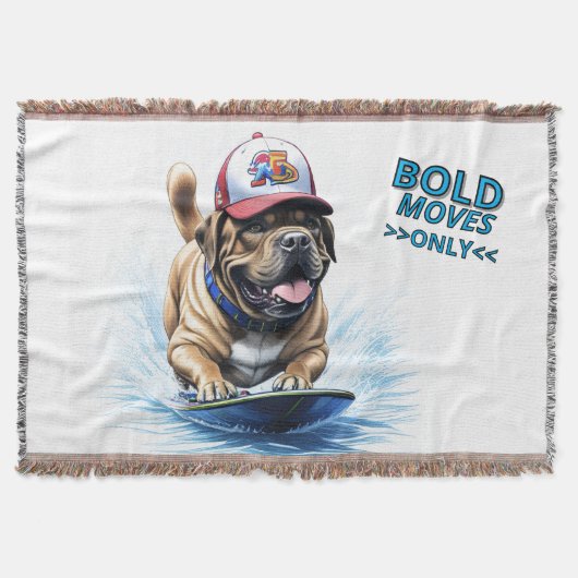 Mastiff englische Dogge Auf Surfbrett Urlaub スローブランケット (正面)
