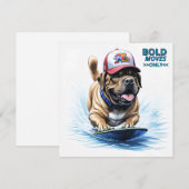 Mastiff englische Dogge Auf Surfbrett Urlaub セーブザデート (正面/裏面)