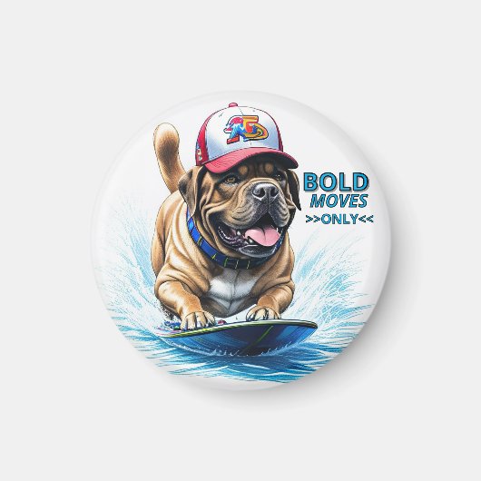 Mastiff englische Dogge Auf Surfbrett Urlaub マグネット (正面)