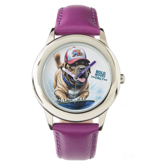 Mastiff englische Dogge Auf Surfbrett Urlaub 腕時計 (正面)