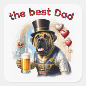 Mastiff englische Dogge best Dad Vatertag スクエアシール (正面)