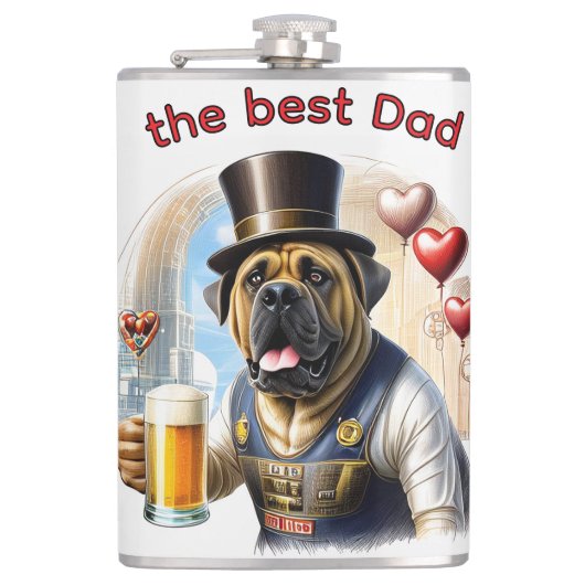 Mastiff englische Dogge best Dad Vatertag フラスク (正面)