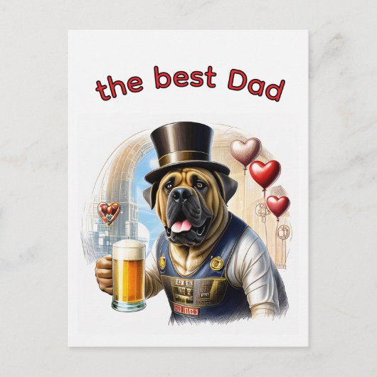 Mastiff englische Dogge best Dad Vatertag ポストカード (正面)