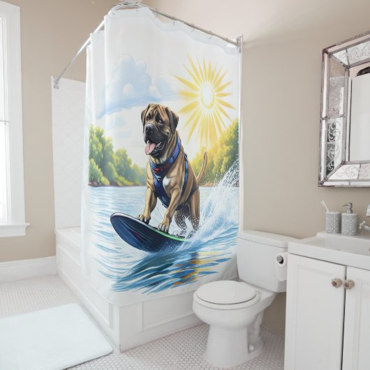 Mastiff englische Dogge im See シャワーカーテン (インサイチュ)