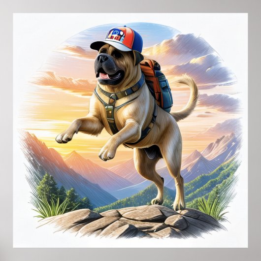 Mastiff englische Dogge im Urlaub im Gebirge ポスター (正面)