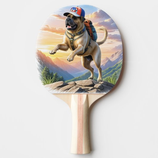 Mastiff englische Dogge im Urlaub im Gebirge 卓球ラケット (正面)