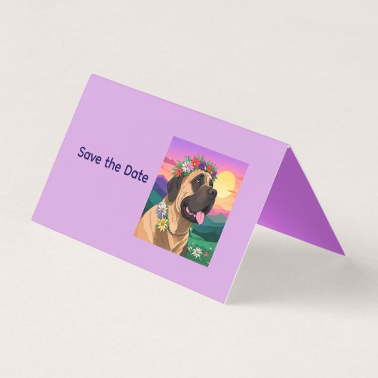 Mastiff englische Dogge mit Blumenkranz Muttertag (裏面)