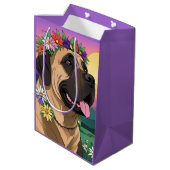 Mastiff englische Dogge mit Blumenkranz Muttertag ミディアムペーパーバッグ (裏面アングル)
