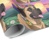 Mastiff englische Dogge mit Blumenkranz Muttertag ラッピングペーパー (ロールコーナー)