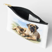 Mastiff englische Dogge mit Kind im Urlaub アクセサリーポーチ (見開き)