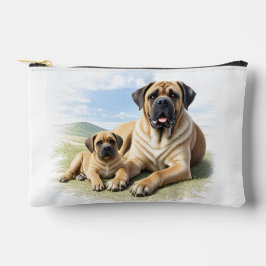 Mastiff englische Dogge mit Kind im Urlaub アクセサリーポーチ