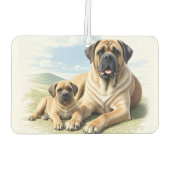 Mastiff englische Dogge mit Kind im Urlaub カーエアーフレッシュナー (裏面)