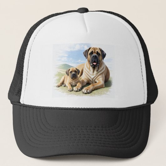 Mastiff englische Dogge mit Kind im Urlaub キャップ (正面)
