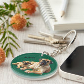Mastiff englische Dogge mit Kind im Urlaub キーホルダー (正面右)