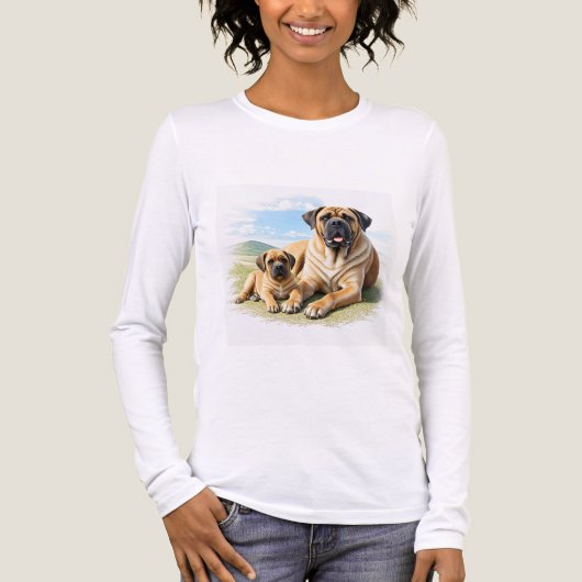 Mastiff englische Dogge mit Kind im Urlaub トライブレンドＴシャツ (正面)
