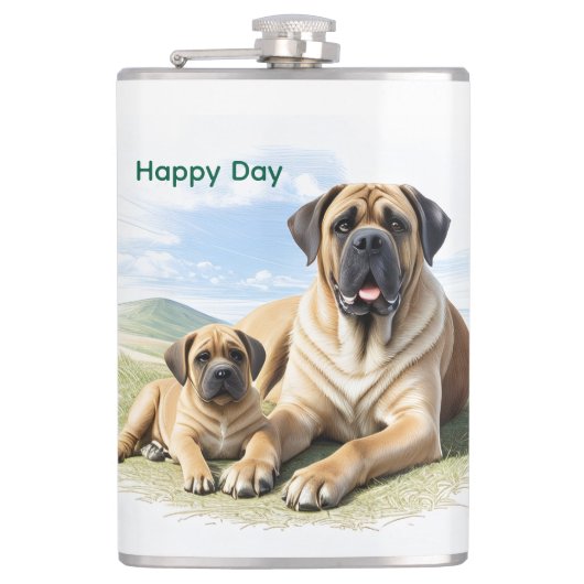 Mastiff englische Dogge mit Kind im Urlaub フラスク (正面)