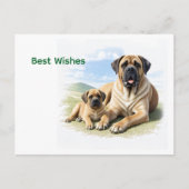 Mastiff englische Dogge mit Kind im Urlaub ポストカード (正面)