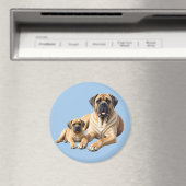 Mastiff englische Dogge mit Kind im Urlaub マグネット (インサイチュ (食洗機))