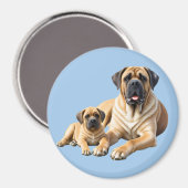 Mastiff englische Dogge mit Kind im Urlaub マグネット (正面/裏面)