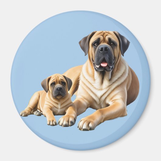 Mastiff englische Dogge mit Kind im Urlaub マグネット (正面)