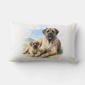 Mastiff englische Dogge mit Kind im Urlaub ランバークッション (裏面)