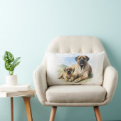 Mastiff englische Dogge mit Kind im Urlaub ランバークッション (椅子)