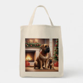 Mastiff englische Dogge Weihnachten Kamin トートバッグ (裏面)