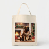 Mastiff englische Dogge Weihnachten Kamin トートバッグ (正面)