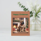 Mastiff englische Dogge Weihnachten Kamin ポストカード (スタンド正面)