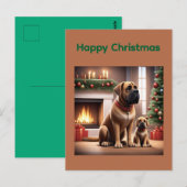 Mastiff englische Dogge Weihnachten Kamin ポストカード (正面/裏面)
