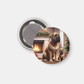 Mastiff englische Dogge Weihnachten Kamin マグネット (正面/裏面)