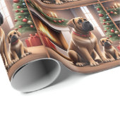 Mastiff englische Dogge Weihnachten Kamin ラッピングペーパー (ロールコーナー)