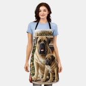 Mastiff englische Doggen Kamin Weihnachten エプロン (着用した状態)