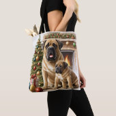 Mastiff englische Doggen Kamin Weihnachten トートバッグ (クローズアップ)