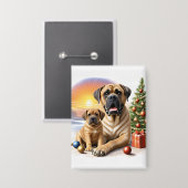 Mastiff englische Doggen Weihnachten 缶バッジ (正面/裏面)