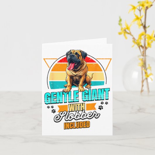 Mastiff Lover Funny Mastiff Dog Retro  カード (黄色い花)
