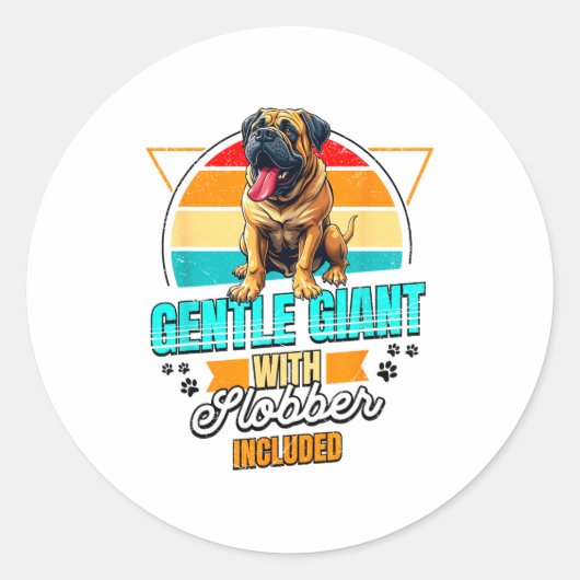 Mastiff Lover Funny Mastiff Dog Retro  ラウンドシール (正面)