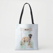 Mastiff Watercolor Personalized Dog トートバッグ (正面)