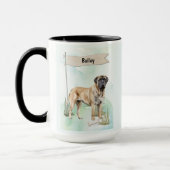 Mastiff Watercolor Personalized Dog マグカップ (左)