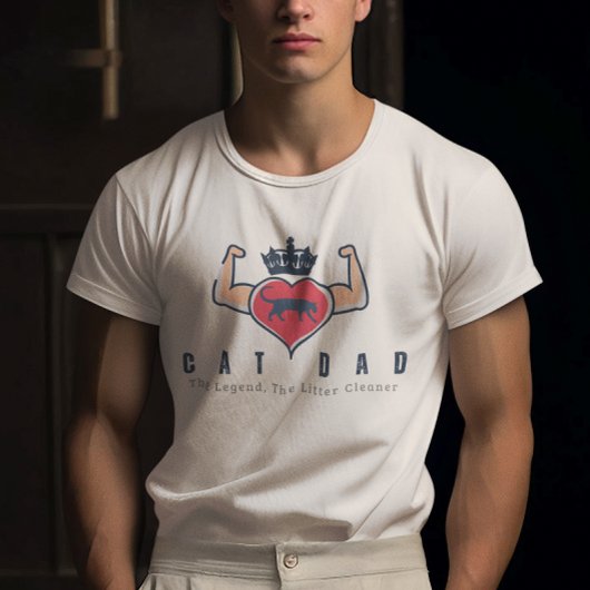 Masular arms with Blue Crown for Cat Dads Tシャツ