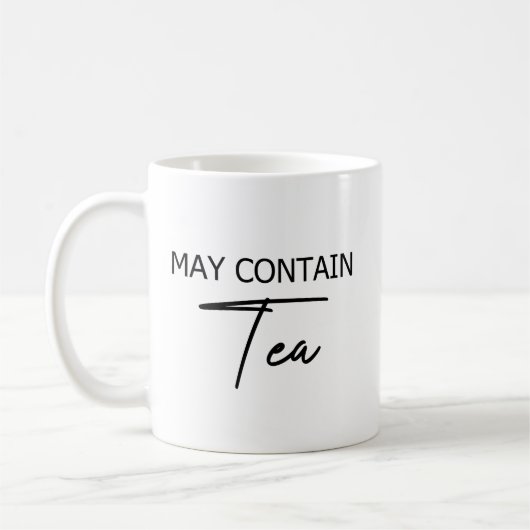 Mat Contains Tea -タイポグラフィスクリプト引用文 コーヒーマグカップ (左)