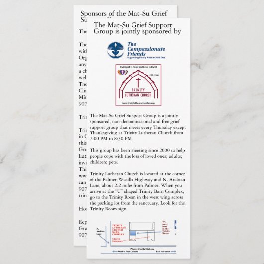 Mat-Su Grief Support Group Advertisement 招待状 (正面/裏面)