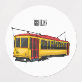 Mata trolley cartoon illustration ラベル (デザイン1)