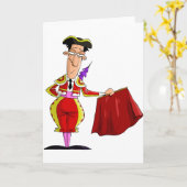Matador with Red Cape Spanish Bullfighter カード (黄色い花)