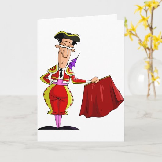 Matador with Red Cape Spanish Bullfighter カード (黄色い花)